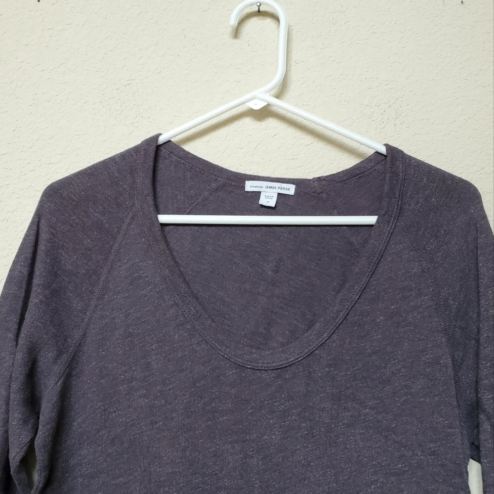 James Perse Tunic Top Kangaroo Pocket Lightweight Sweatshirt.  Size 3 (Large) - Picture 2 of 6